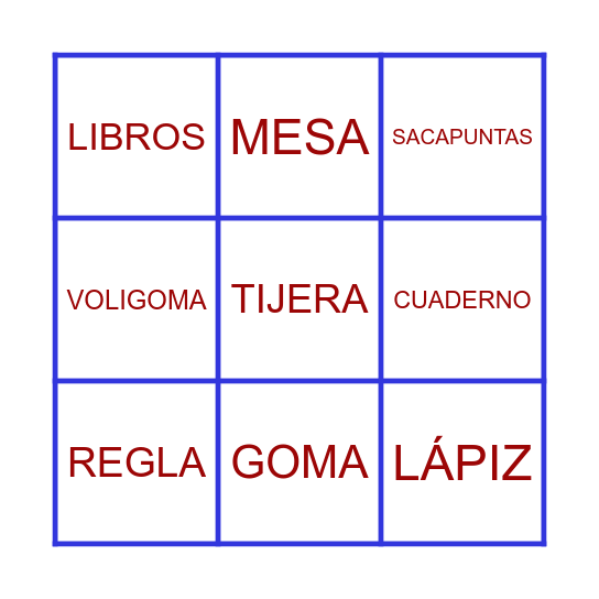 ÚTILES ESCOLARES Bingo Card