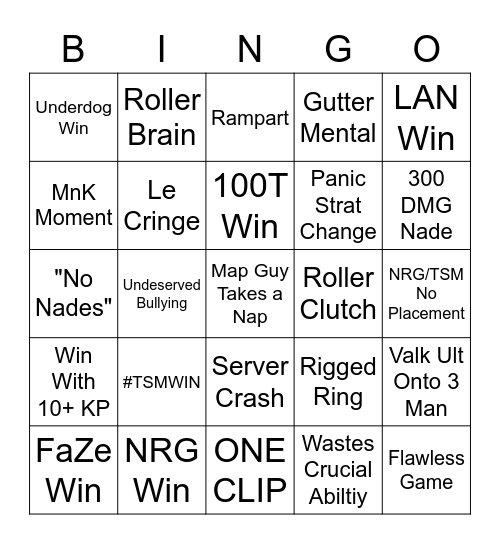 NA ALGS - Game Day #4 - A VS B Bingo Card