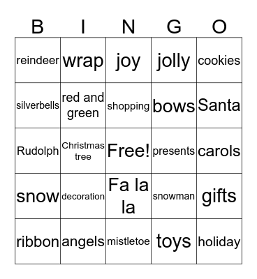 Christmas  Bingo Card