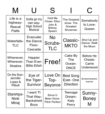 Music & Movement BINGO! Bingo Card