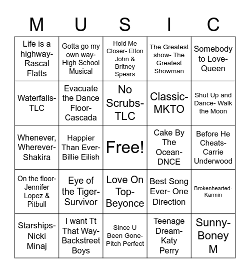 Music & Movement BINGO! Bingo Card