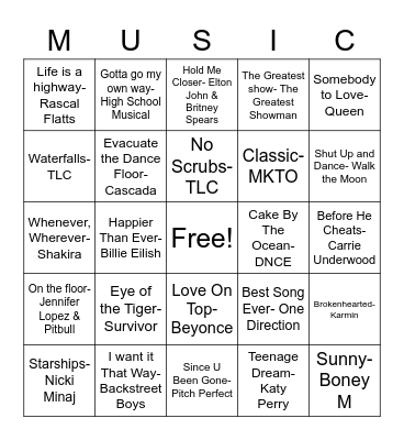 Music & Movement BINGO! Bingo Card