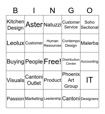 CANTONI  Bingo Card