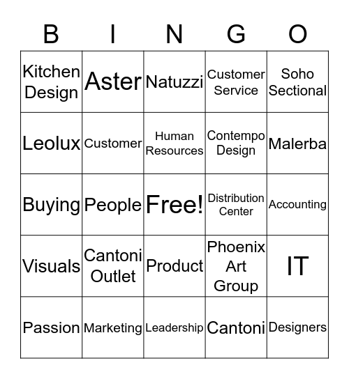 CANTONI  Bingo Card