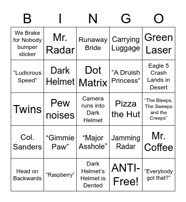SpaceBalls - Round 1 Bingo Card