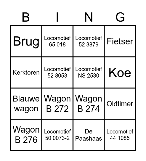 1e Paasdag Bingo Card