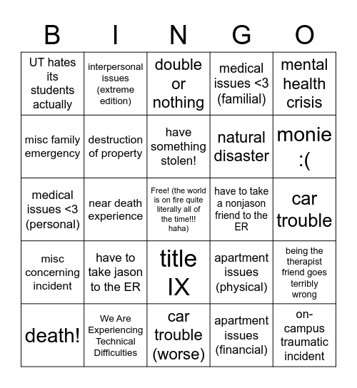 crisis bingo Card