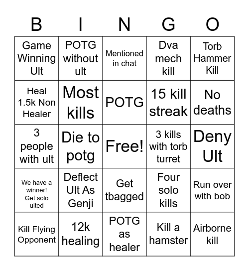Overwatch Bingo! Bingo Card