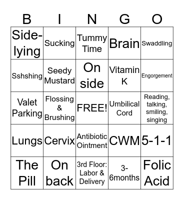 PCET Bingo Card