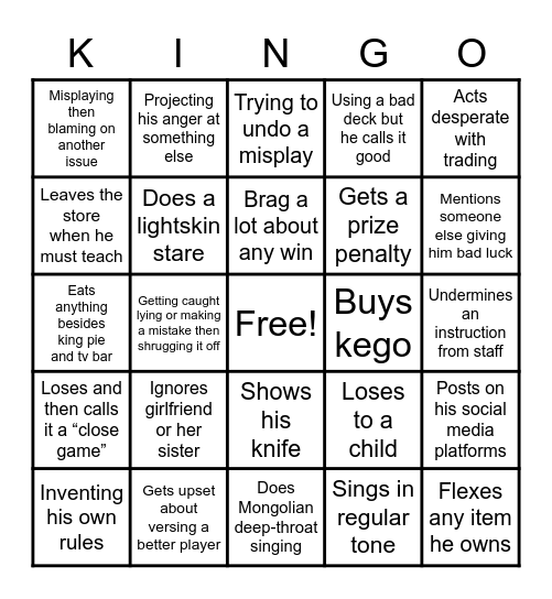 Untitled Kingo Bingo Card