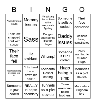 Abby writing bingo! :D Bingo Card