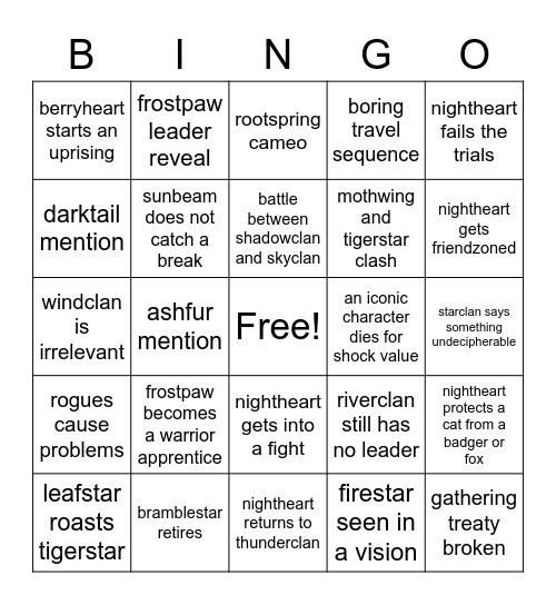 WC ASC SHADOW Bingo Card