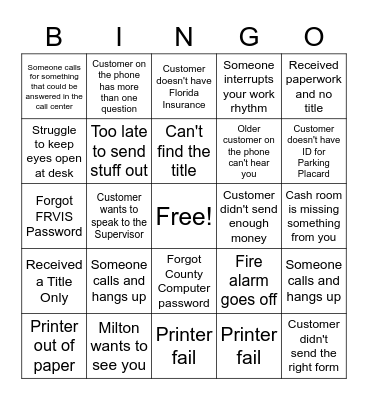 Mail Order Bingo Card