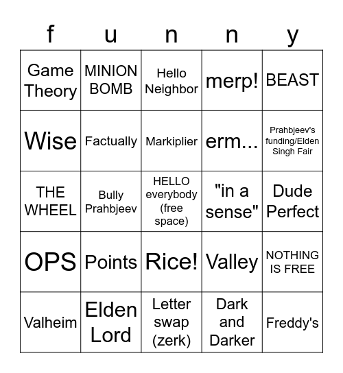 lobsang injoke bingo Card