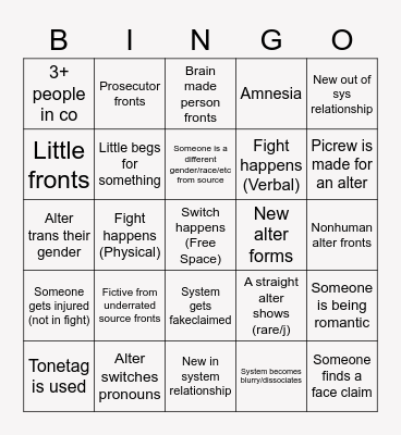 System BIngo Card