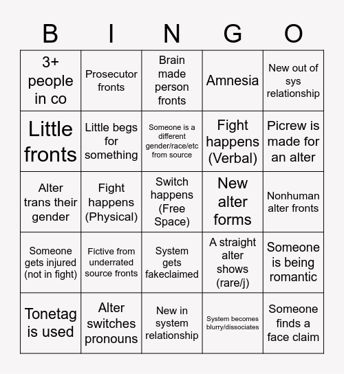 System BIngo Card