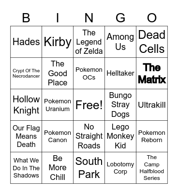 Multiverse RP Universes Bingo Card