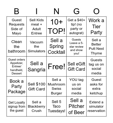 The Back Nine Server Bingo! Bingo Card