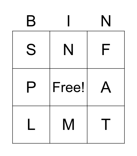 Alphabet Bingo #1 Bingo Card