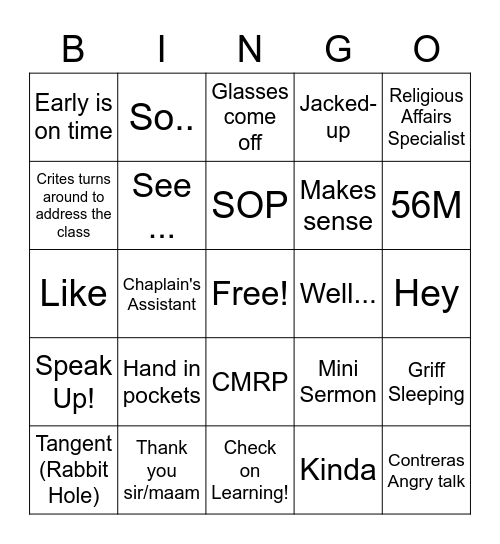 CHBOLC 23-001 Bingo Card