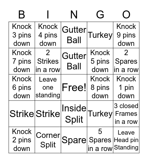 Colby Bingo Bowling Bingo Card