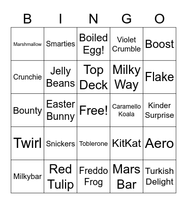 Chocolate Bingo! Bingo Card