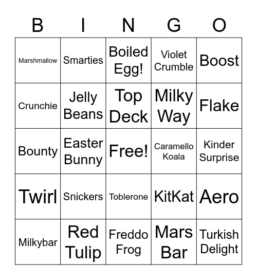 Chocolate Bingo! Bingo Card