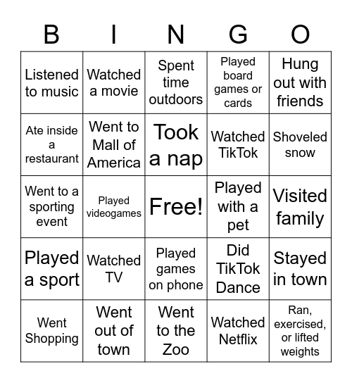 BINGO Card