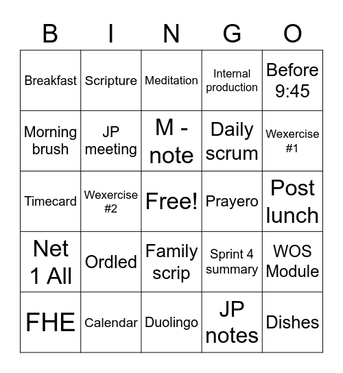 Daily Bingo Card
