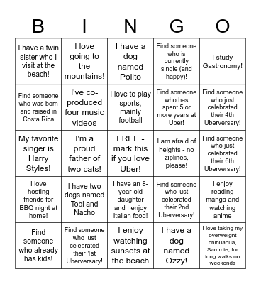 HRSS Diversity Bingo Card