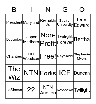 LaShawn Birthday Party Bingo Card