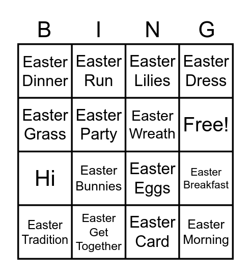 Easter 4 Bingo Card