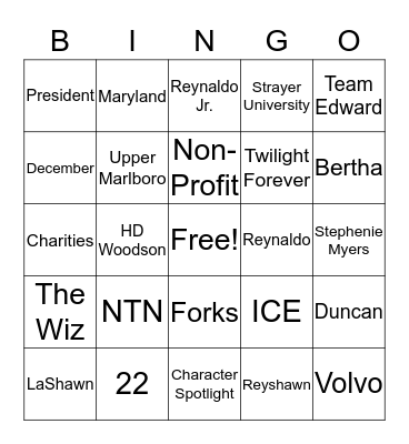 LaShawn Birthday Party Bingo Card