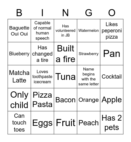 Between The Lines Bingo Card