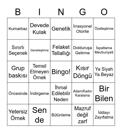 Safsata bingosu Bingo Card