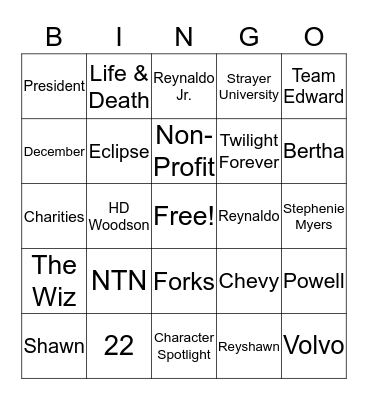 LaShawn Birthday Party Bingo Card