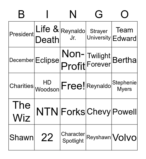 LaShawn Birthday Party Bingo Card