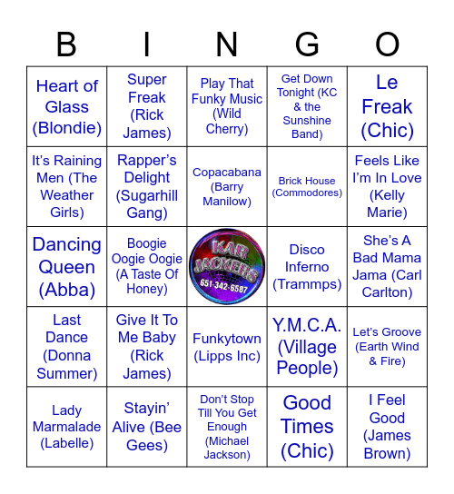 Disco Bingo Card