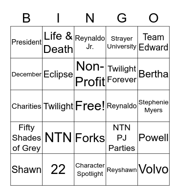 LaShawn Birthday Party Bingo Card