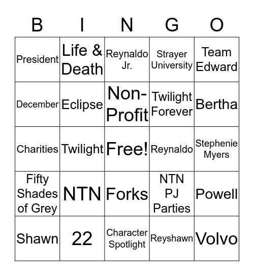 LaShawn Birthday Party Bingo Card