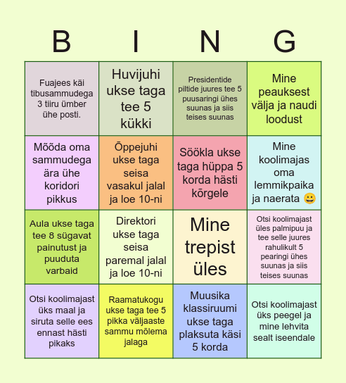 Aktiivne vahetund Bingo Card