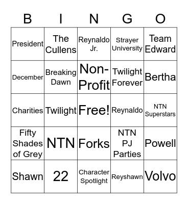 LaShawn Birthday Party Bingo Card