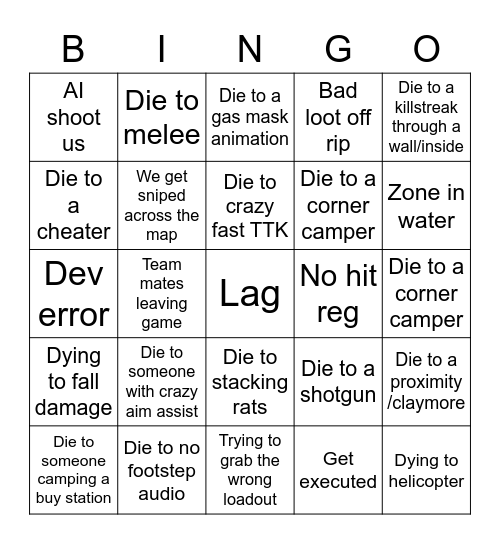 WZ 2 (Sucks) Bingo! Bingo Card