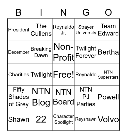 LaShawn Birthday Party Bingo Card