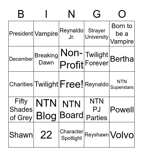 LaShawn Birthday Party Bingo Card