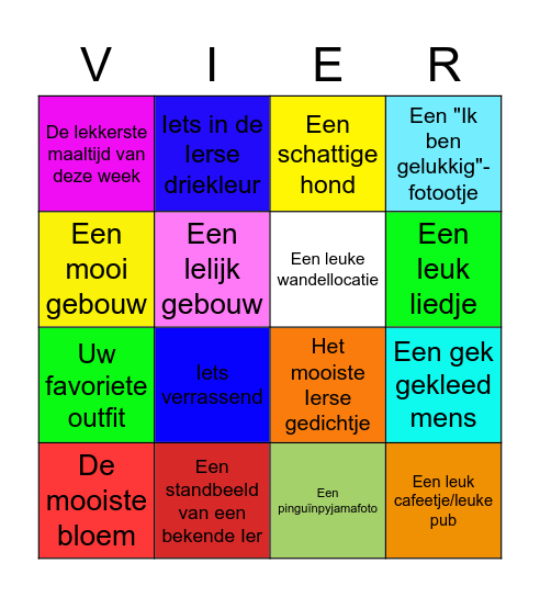 Ierse Bingo Card