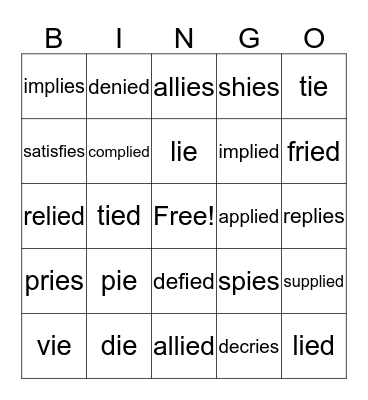 /ie/  long i Bingo Card