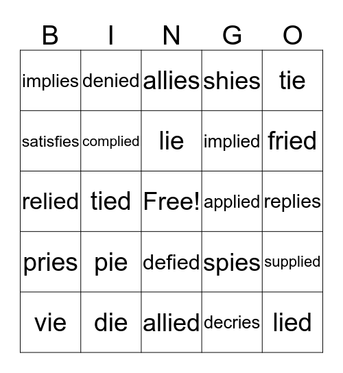 /ie/  long i Bingo Card
