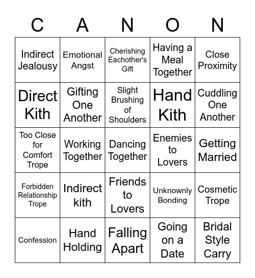 Slowburn Bingo Card