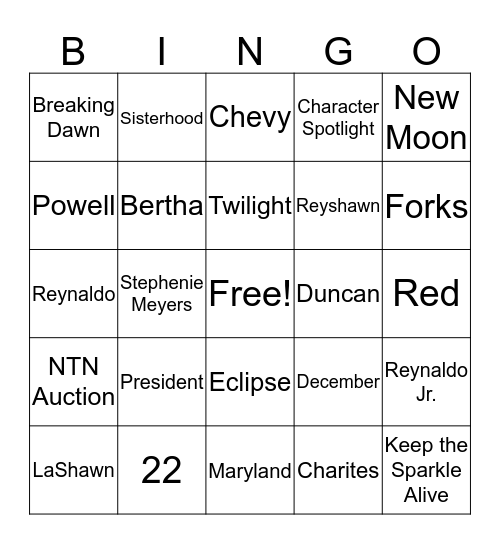 LaShawn Birthday Party Bingo Card